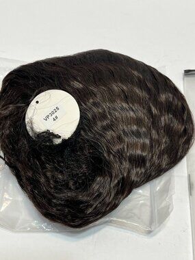 Dark Brown Synthetic Hairpiece Set W/ Bobby Pins Hairnet & Artificial Eyelashes
